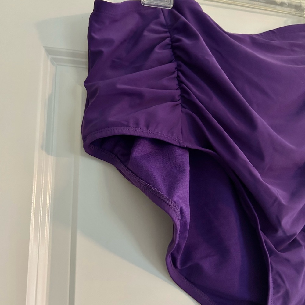 NWT! PURPLE TERRA & SKY 2X Plus Size High Rise Tummy Control Solid Bikini Bottom - Picture 3 of 10